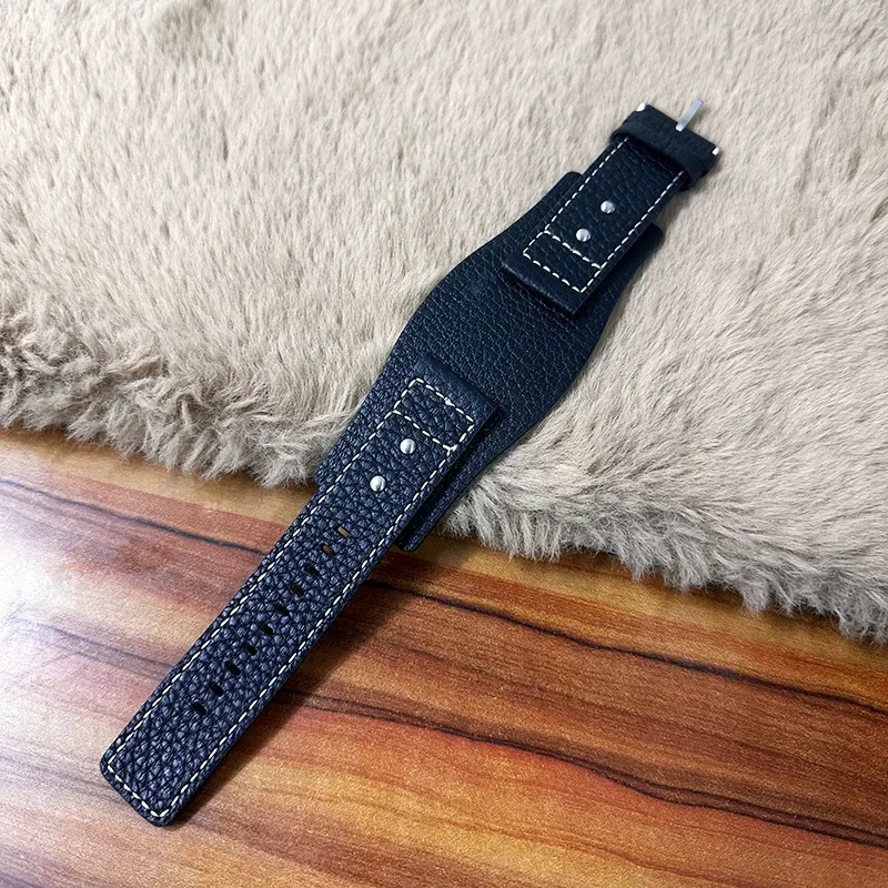 Fossil Big Band 24mm Black Leather Watch Strap -Craftsmanship Timepieces